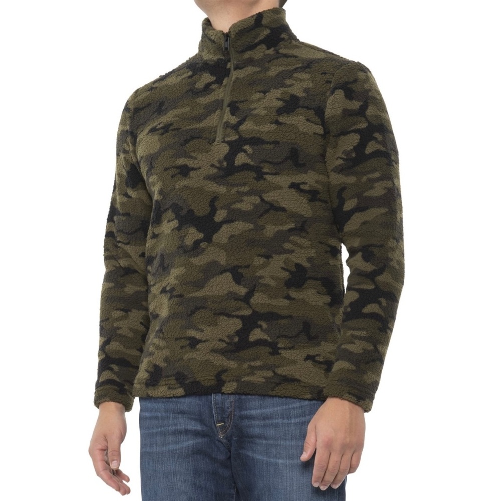 Weatherproof Coat Fleece Quarter Zip Long Sleeve Green Camo Men’s Medium